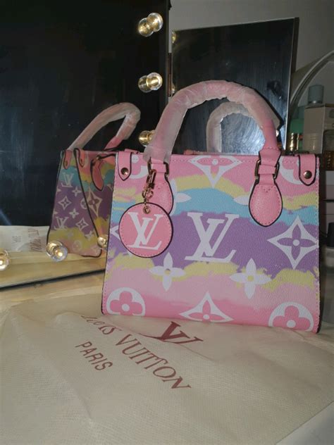 pink blue and purple louis vuitton bag